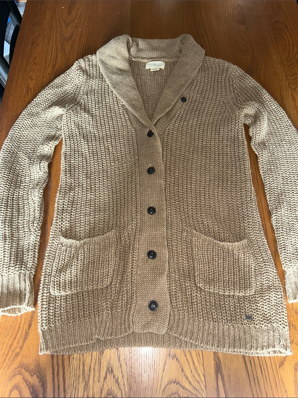 Vnt Denim & Supply Ralph Lauren Cardigan Sweater Unisex M Beige Linen Shawl Knit